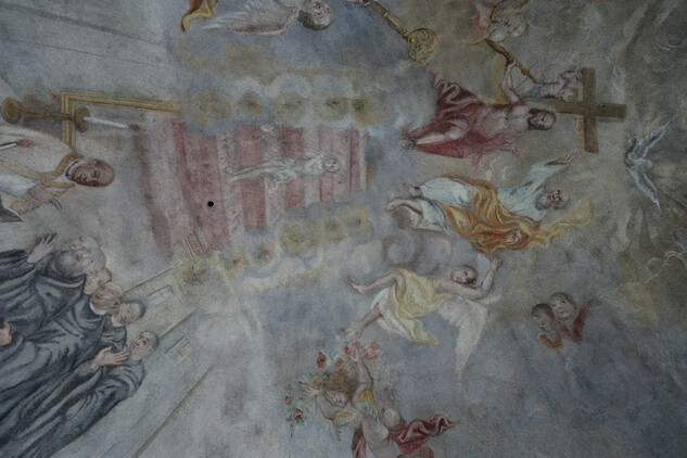 Starý konvent, kaple - restaurovaná freska s námětem smrti sv. Benedikta.